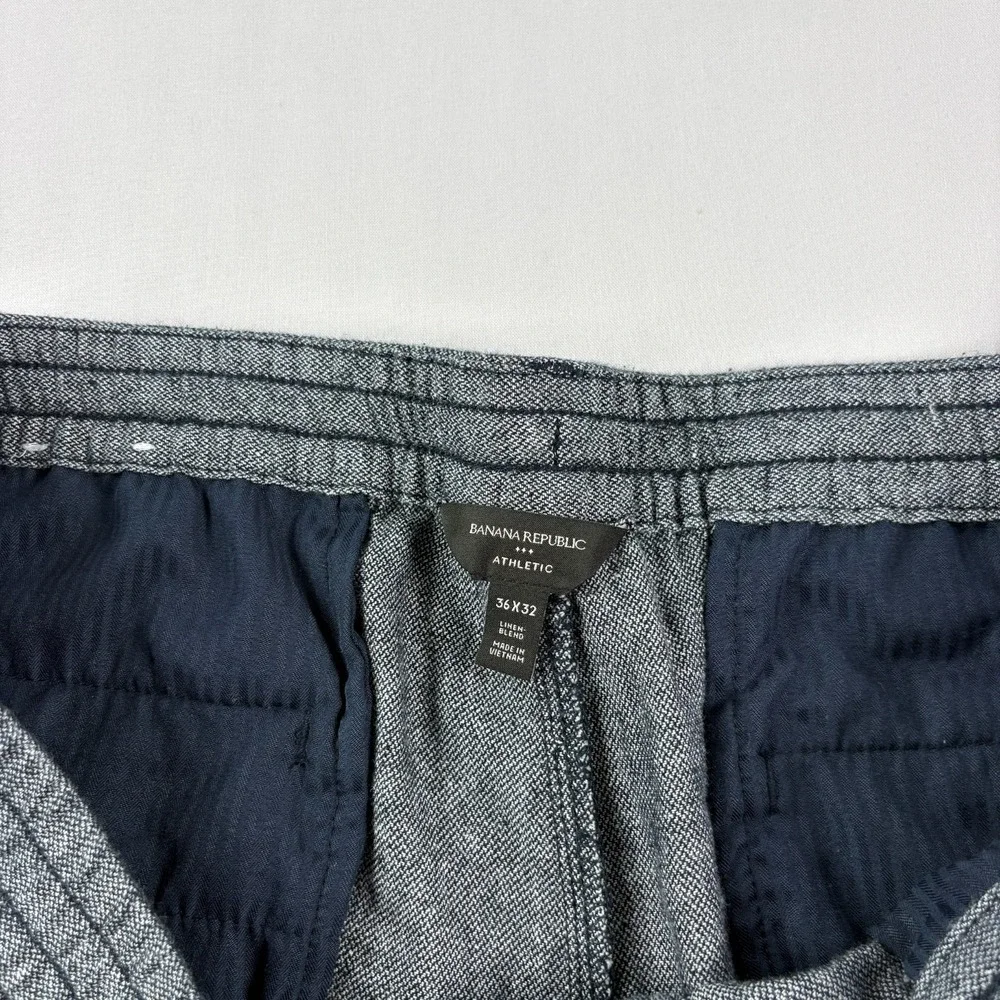 Banana Republic Linen Pants Mens 36x29 Blue Chino Athletic Fit Stretch Beach